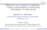 Efficiency as a means to address India’s vulnerability to electricity shortages: A case study