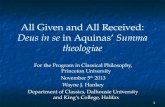 All Given and All Received:  Deus in se  in Aquinas’  Summa theologiae