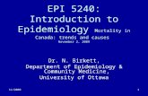EPI 5240: Introduction to Epidemiology  Mortality in Canada: trends and causes November 2, 2009
