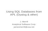 Using SQL Databases from APL (Dyalog & other)