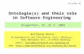 Ontologie(s) and their role in Software Engineering