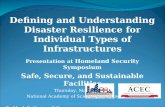 Defining and Understanding Disaster Resilience for Individual Types of Infrastructures