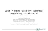 Solar PV  Siting  Feasibility: Technical, Regulatory, and Financial