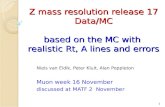 Z mass resolution release 17 Data/MC based on the MC with  realistic Rt, A lines and errors