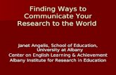 Finding Ways to Communicate Your Research to the World