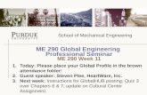 ME 290 Global Engineering  Professional Seminar ME 290 Week  11