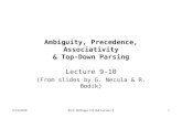 Ambiguity, Precedence, Associativity & Top-Down Parsing