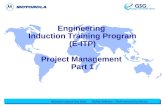 Engineering  Induction Training Program (E-ITP) Project Management  Part 1