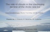The role of clouds in the continuing decline of the Arctic sea ice