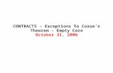 CONTRACTS – Exceptions To Coase’s Theorem – Empty Core October 31, 2006