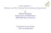 Real Numbers:  Models and The Proof of The Continuum Hypothesis