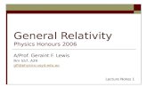 General Relativity Physics Honours 2006