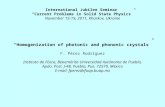 “Homogenization of photonic and phononic crystals” F. Pérez Rodríguez