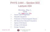 PHYS 1444 – Section 003 Lecture #24