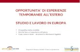 OPPORTUNITA’ DI ESPERIENZE TEMPORANEE ALL’ESTERO STUDIO E LAVORO IN EUROPA