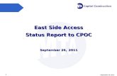 East Side Access Status Report to CPOC September 26, 2011