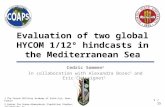 Evaluation of two global HYCOM 1/12º hindcasts in the Mediterranean Sea