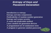 Entropy of Keys and  Password Generation