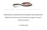 PORTFOLIO COMMITTEE ON TRADE AND INDUSTRY  National Consumer Commission progress report