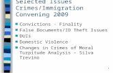 Selected Issues  Crimes/Immigration Convening 2009