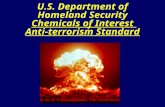 U.S. Department of Homeland Security Chemicals of Interest  Anti-terrorism Standard