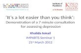 Khalida Ismail IMPARTS Seminar 1 21 st  March 2012