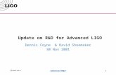 Update on R&D for Advanced LIGO
