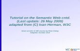 Tutorial on the Semantic Web cntd.  (Last update: 26 May 2009)  adapted from (C) Ivan Herman, W3C