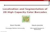 Localization and Segmentation of 2D High Capacity Color Barcodes