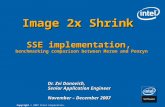 Image 2x Shrink  SSE implementation,  benchmarking comparison between Merom and Penryn