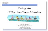 Being An  Effective Crew Member M Janaki Severy Managing Dynamics 206-478-7173 Janakis@msn