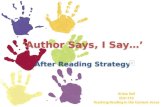 ‘Author Says, I Say…’ After Reading Strategy