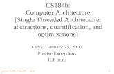 Day7:  January 25, 2000 Precise Exceptions ILP intro