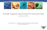 Variable Capacity Heat Pump RTF Sub-Committee November  16 , 2011