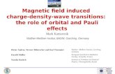 Magnetic field induced  charge-density-wave transitions:  the role of orbital and Pauli effects