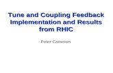 Tune and Coupling Feedback Implementation and Results from RHIC