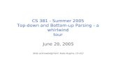 CS 381 - Summer 2005 Top-down and Bottom-up Parsing - a whirlwind tour