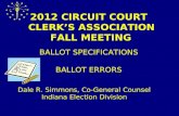 2012 CIRCUIT COURT CLERK’S ASSOCIATION  FALL MEETING BALLOT SPECIFICATIONS BALLOT ERRORS