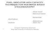 PIXEL INDICATOR HIGH CAPACITY TECHNIQUE FOR RGB IMAGE BASED STEGANOGRAPHY  Adnan Gutub