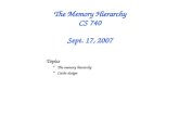 The Memory Hierarchy CS 740 Sept. 17, 2007