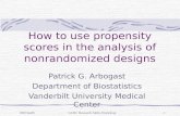 How to use propensity scores in the analysis of nonrandomized designs