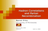 Hadron Correlations and Parton Recombination