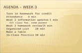 Agenda – Week 3