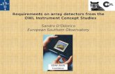 Requirements on array detectors from the OWL Instrument Concept Studies Sandro D’Odorico