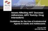 Issues Affecting ART Success: Adherence, ARV Toxicity, Drug Interactions