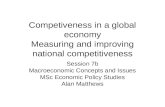 Competiveness in a global economy Measuring and improving national competitiveness