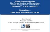 Don Correll Program Leader  LLNL Fusion Energy Sciences (FES) Program