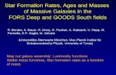 Star Formation Rates, Ages and Masses  of Massive Galaxies in the FORS Deep and GOODS South fields