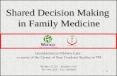 Shared Decision Making  in Family Medicine
