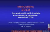 Instructions 2010 Occupational  health & safety Environmental protection Mon 05.07.2010